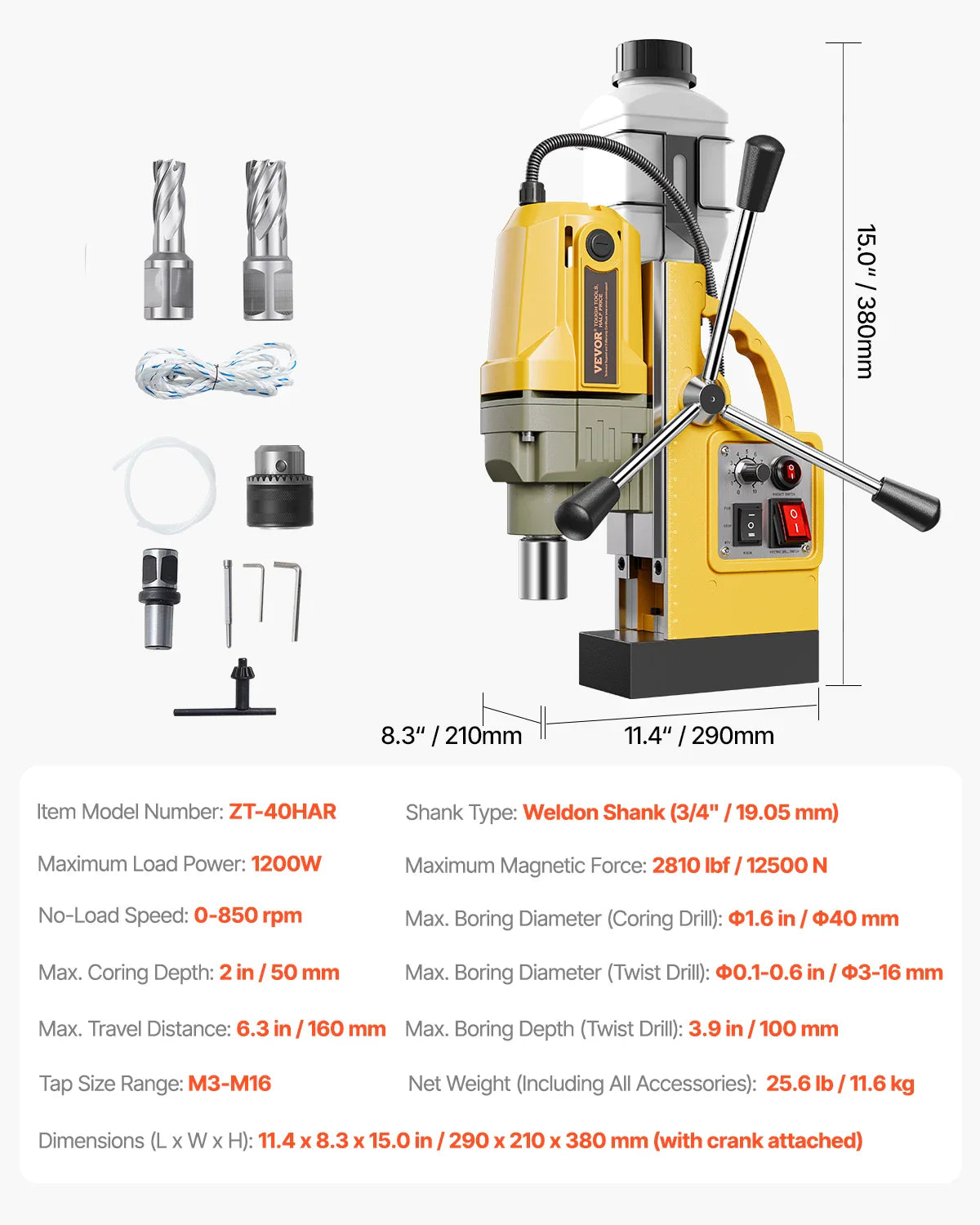 Magnetic Drill Boring Diameter Portable Electric Mag Drill Press Drilling Machine for Metal Surface Industrial Improvement