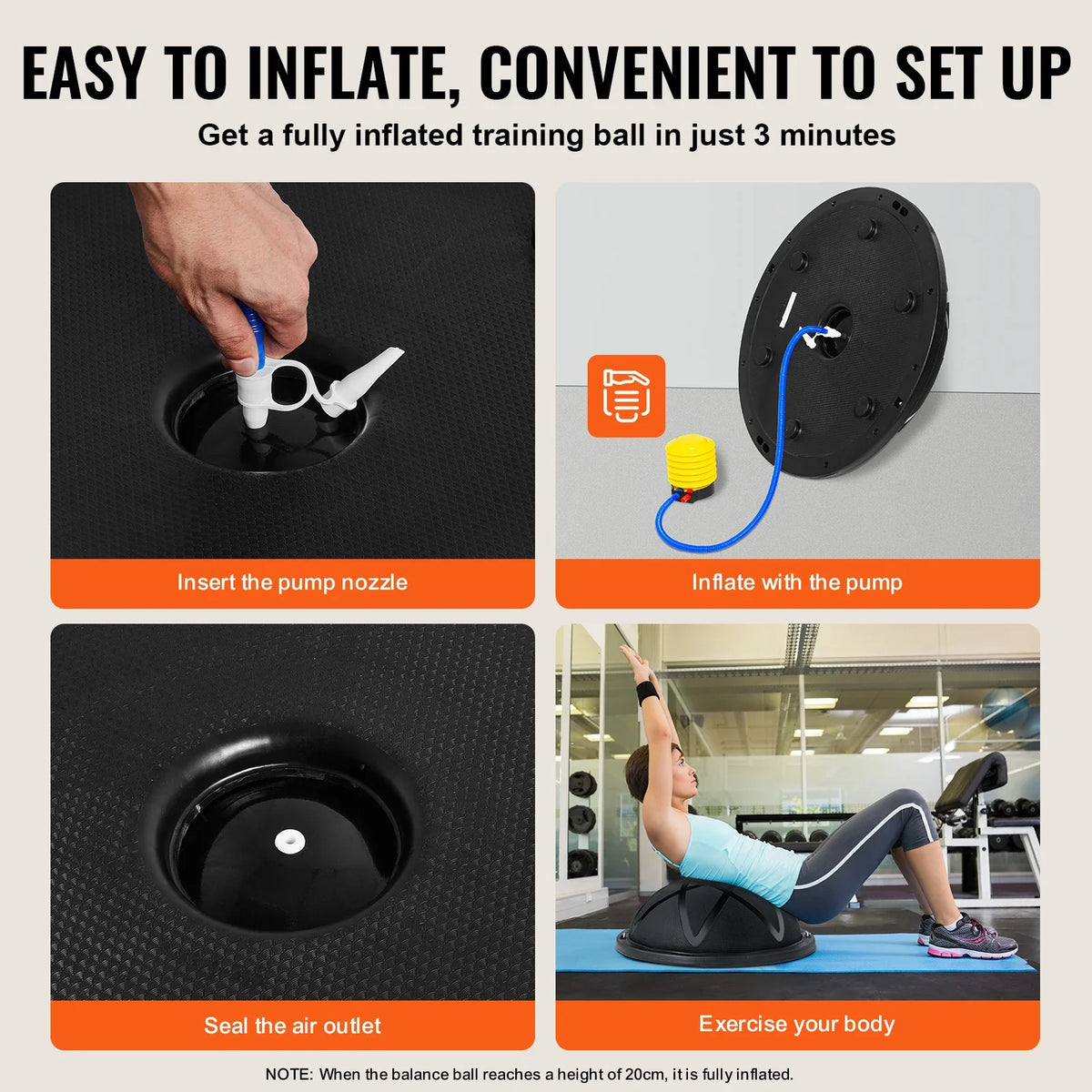 Half Exercise Ball Trainer 23 inch Balance Ball Trainer 660 lbs Capacity Stability Ball Yoga Ball with Resistance Bands