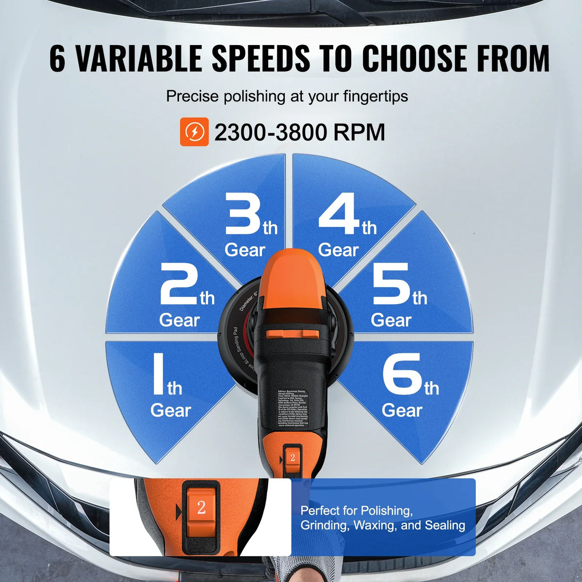 20V Cordless Buffer Polisher 6-Inch Brushless Dual Action Polisher with 6 Variable Speed Random Orbital for Car Polishing