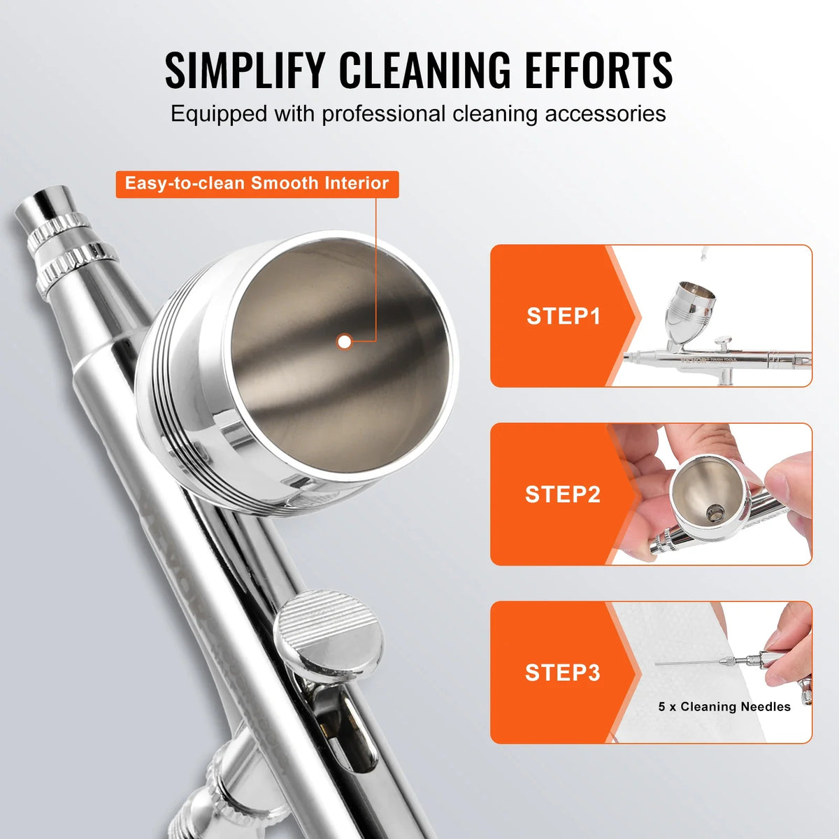 Airbrush Gun Dual Action Gravity Feed with 0.3 mm and 0.5 mm Nozzles Airbrush Kit with 2/7/12ml Copper Cups and Cleaning
