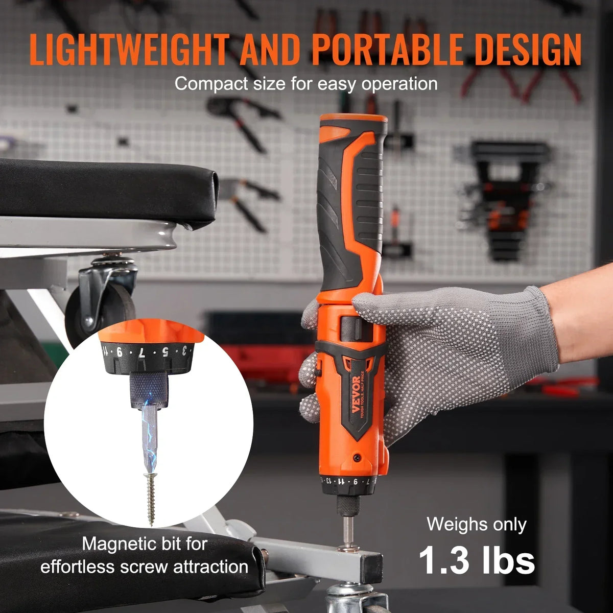 4V 6.5Nm Cordless Screwdriver Electric Screwdriver Rechargeable Set with 11 Accessory Kit and Charging Cable LED Light