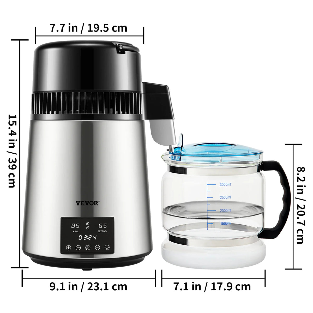 4L Water Distiller Purifier Filter Dispenser Drinking Bottle Softener Dual Temp Display Overheat Protection Home Appliance