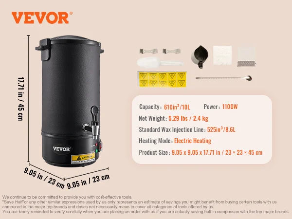 6.5L 10L Wax Melter for Candle Making Large Electric Wax Melting Pot Easy Pour Spout 9-Level Temperature Control
