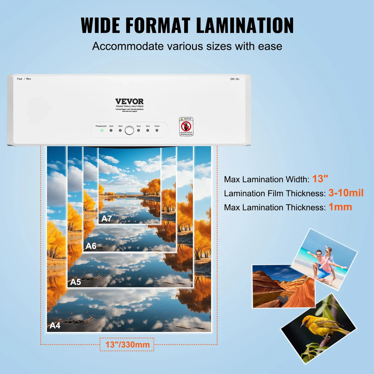 13-inch Laminating Machine 4 Rollers Hot & Cold Thermal Laminator Quick Warm-up Laminating Machine for Home Office School