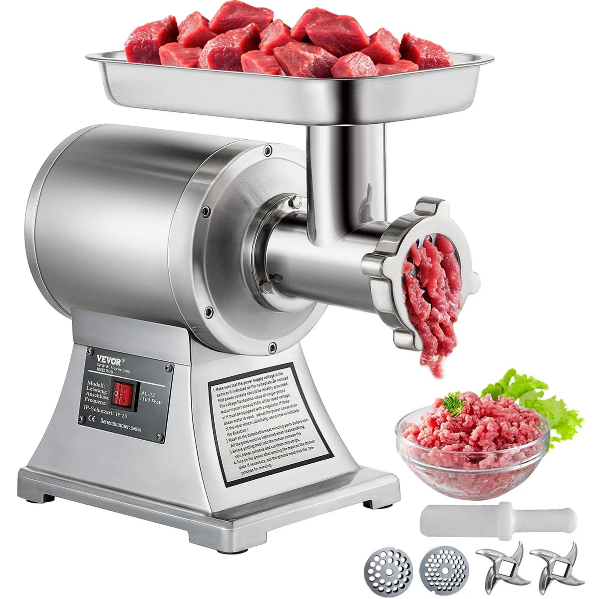 Electric Meat Mincer Chopper 122 Kg/H 250 KG/H Heavy Duty Food Processors Kitchen Appliances Commercial Grinder Machine