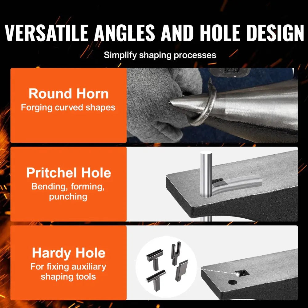 Single Horn  Cast Steel Anvil High Hardness Rugged Round Horn Anvil Blacksmith  Base  Forge Tools Metalsmith Tool
