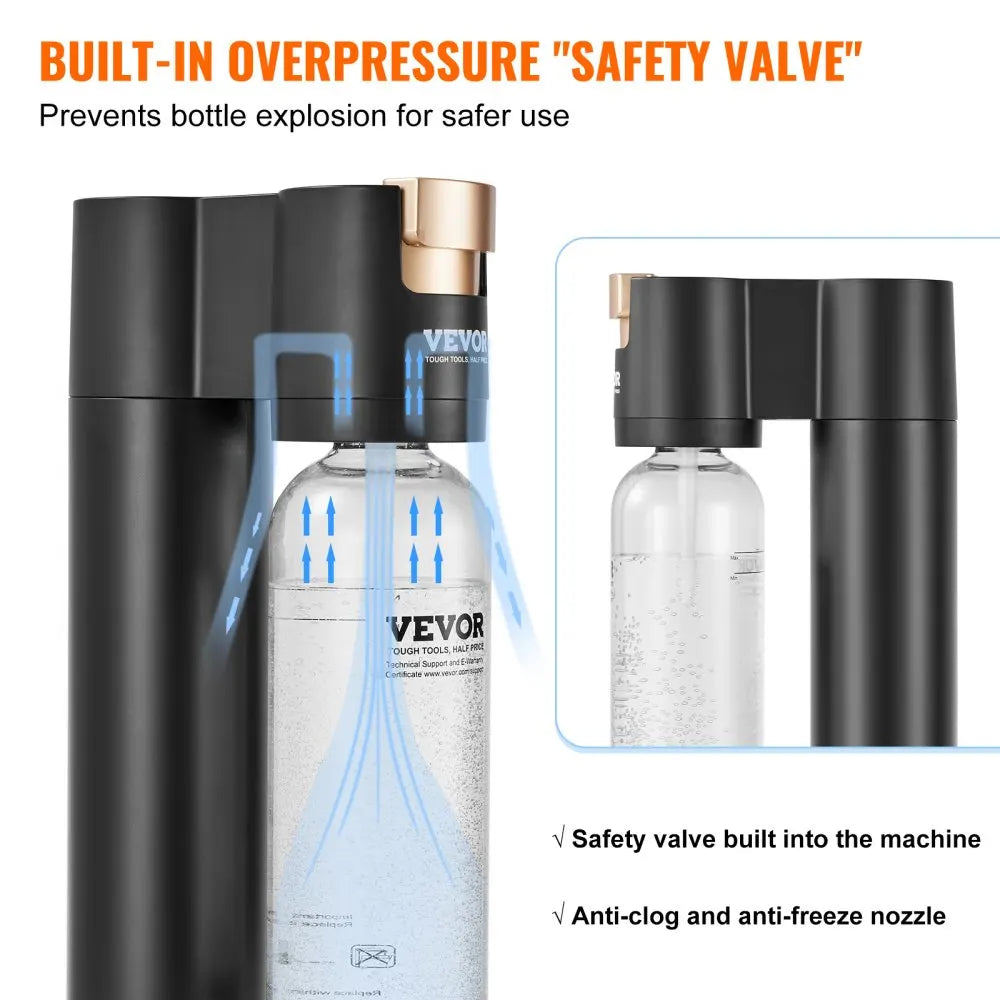 Sparkling Water Maker Soda Maker Machine for Home Carbonating Seltzer Water Starter Kit with BPA free 1L PET Bottle