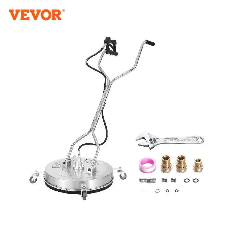 15/18/20/24" Pressure Washer Surface Cleaner w/ Handles & Wheels Stainless Steel Concrete Cleaner 4000 Max PSI for Garden