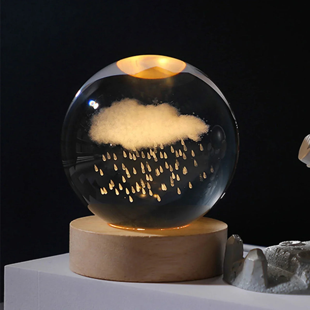 Luminous Crystal Ball LED Night Light Saturn Solar System 3D Moon Table Lamp USB Bedroom Atmosphere Lamp for Birthday Kid Gift