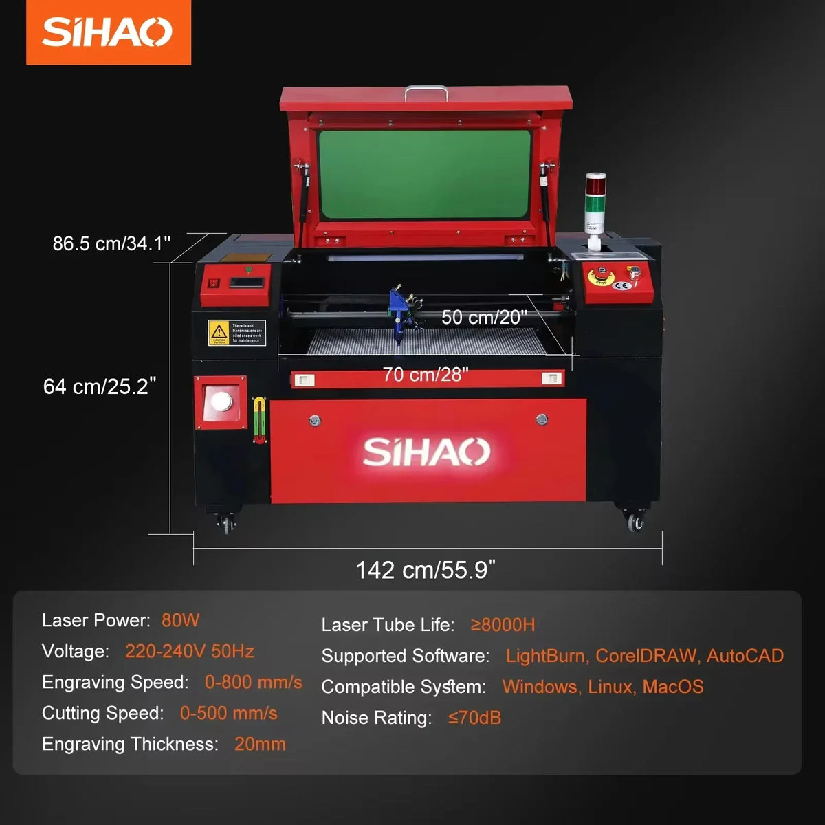 CO2 Laser Engraver 50/60/80/100/130W with Ruida & LightBurn - High-Speed Engraving for Wood/Fabric/Metal, Digital Control