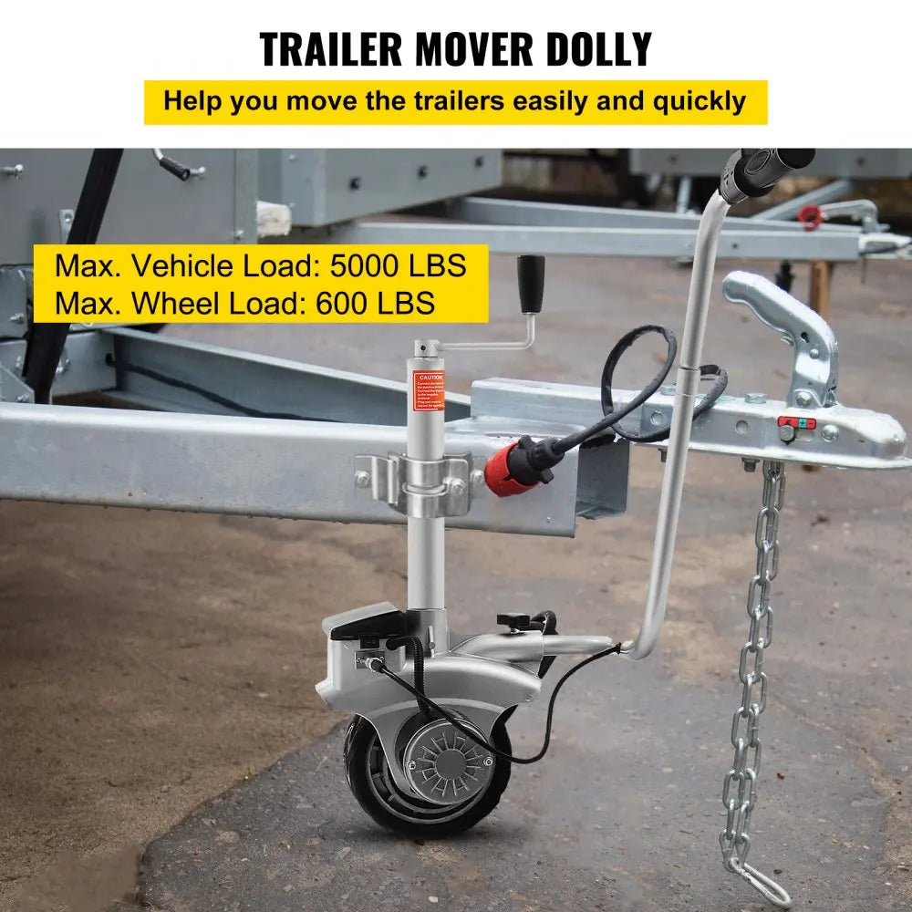 350W12V Trailer Mover 5000lbs Electric Motorised Jockey Wheels Jack Dolly Boat Automatic Rubber Wheel Trailer Jockey Wheel