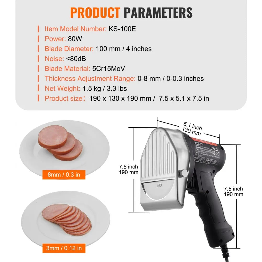 Electric Shawarma Knife Turkish Doner Kebab Meat Gyro Cutter with 2 Blades