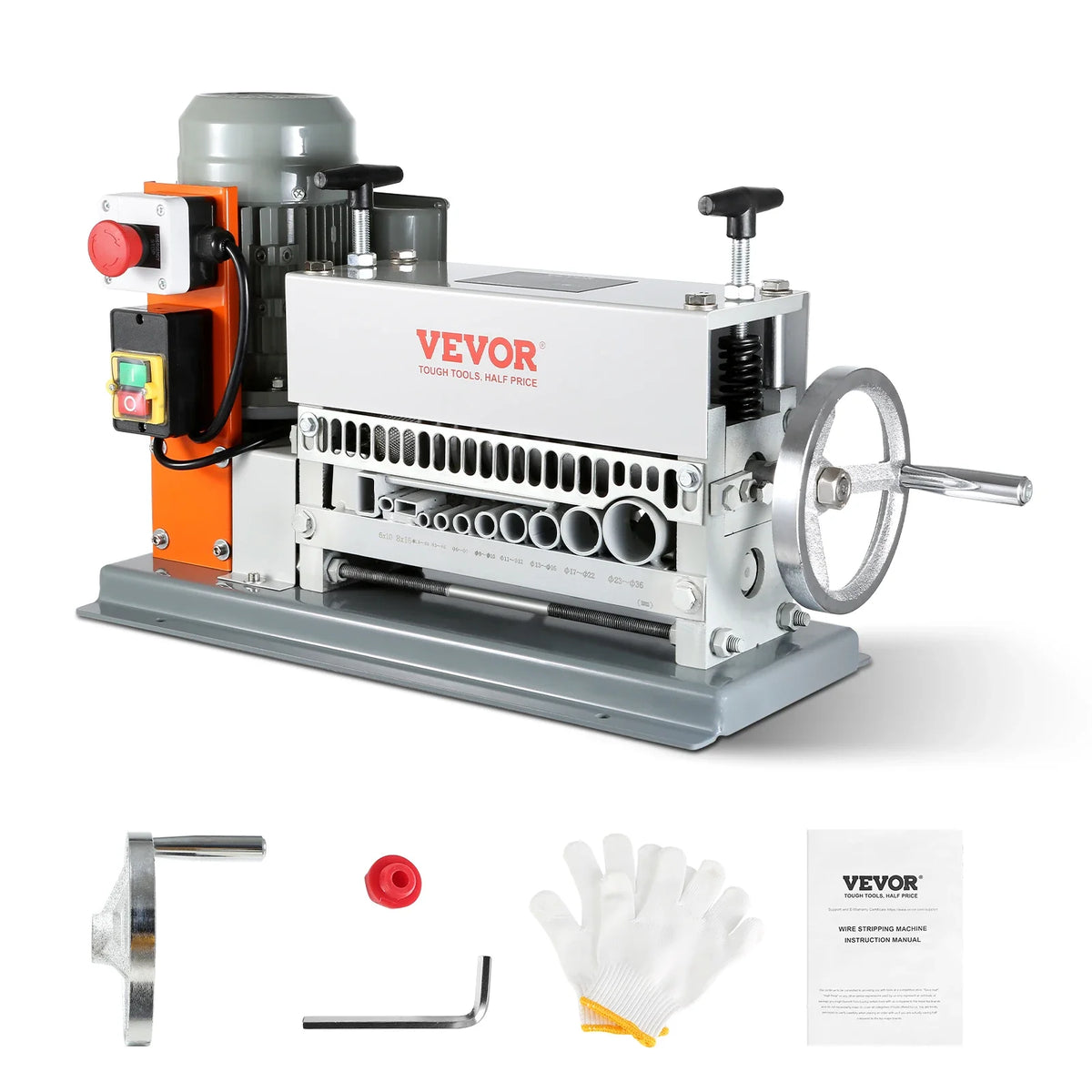 Automatic Wire Stripping Machine, 0.06''-1.42'' Electric Motorized Cable Stripper, 370W, 88 ft/min,w/An Extra Manual Crank
