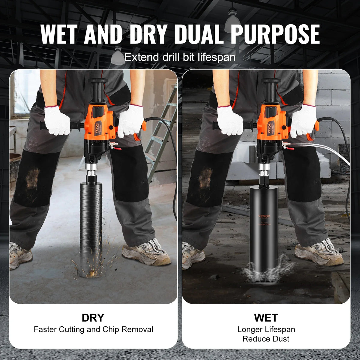 Core Drill Machine 0.8-6.3in Drilling Diameter Handheld Diamond Core Drill Rig  Wet Dry Use For Drilling Concrete Mixing
