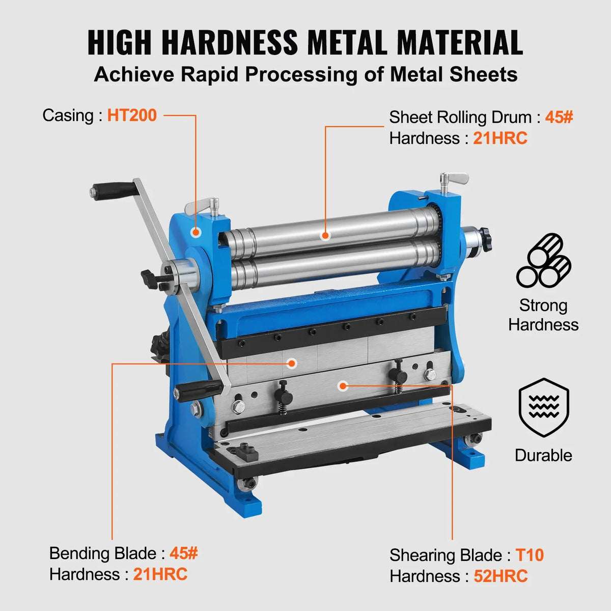 Sheet Metal Brake 12-inch 3-In-1 Combination 20-Gauge Capacity Shear Press Brake, 90° Max Angle for Shear Bending Rolling