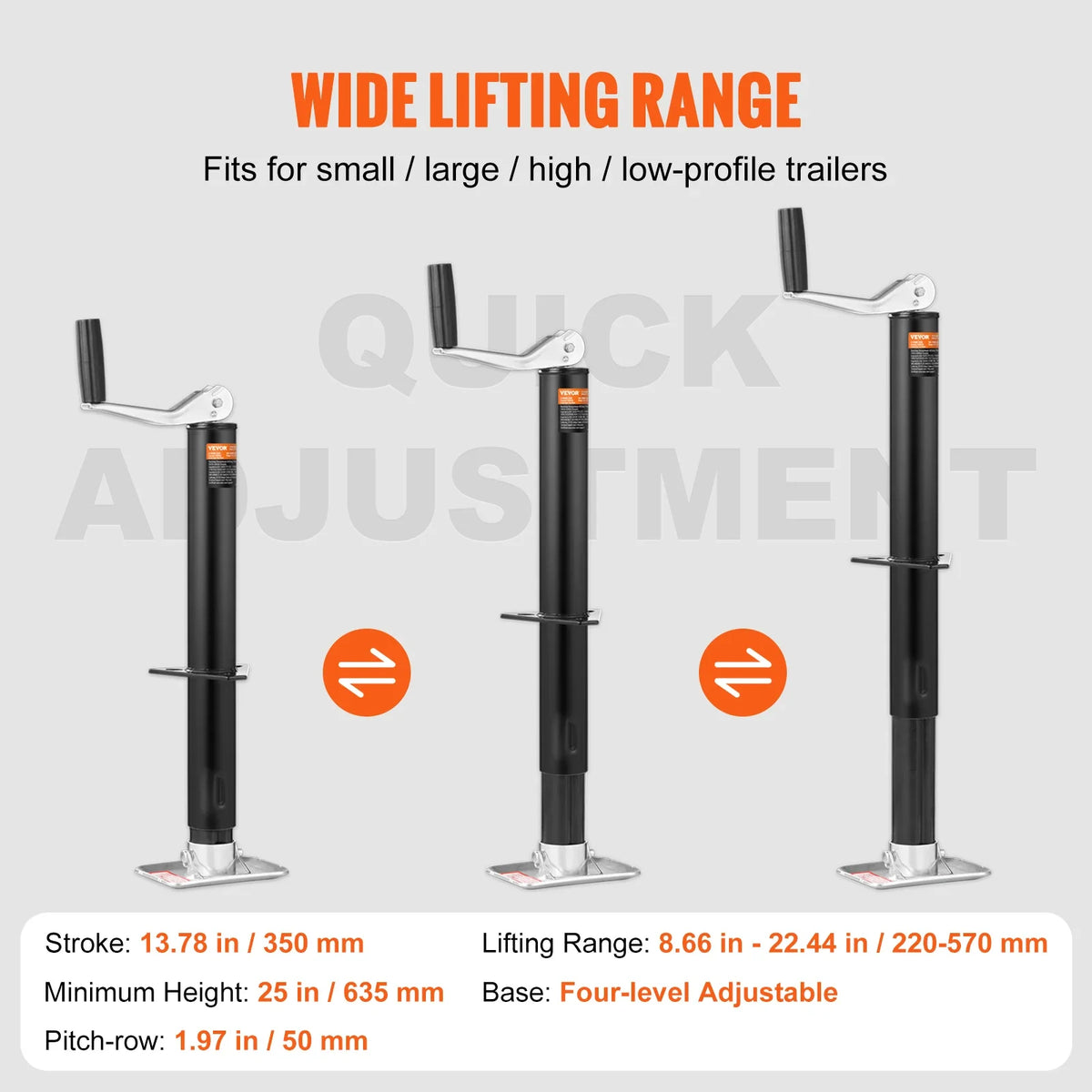 Sidewind Trailer Jack A-frame Bolt Tongue with Handle 2000lbs Stands Support Legs for lifting Boat RV Parts Accessories