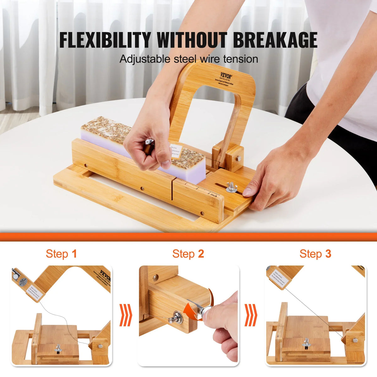 Soap Cutter 0-2 inch Adjustable Thickness Bamboo Soap Slicer With Adjustable Stainless Steel Wire Handmade Soap Cutter