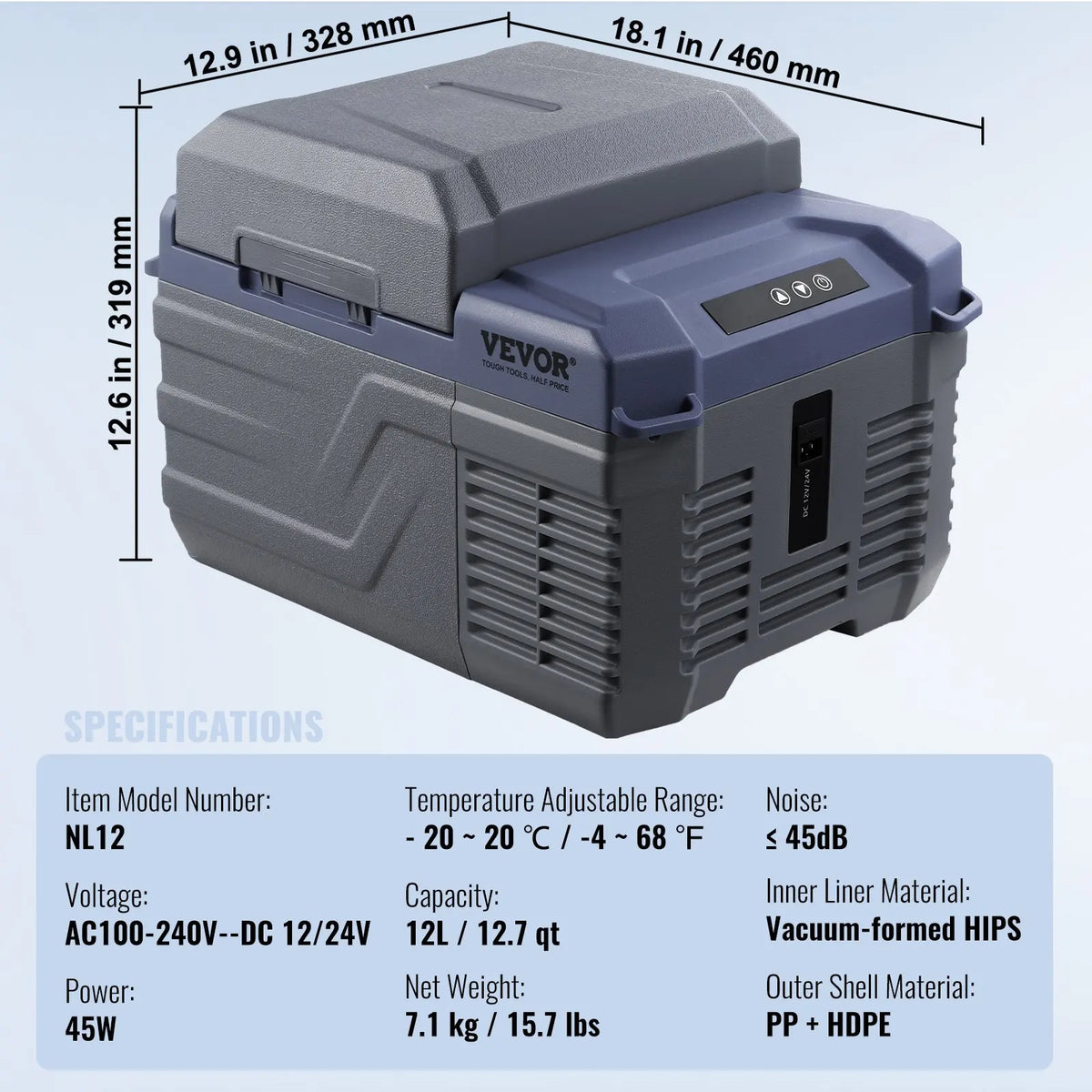 Portable Car Refrigerator Freezer Compressor 9L/12L/15L/30L/37L/45L Single Zone for Car Home for Outdoor Camping and RV