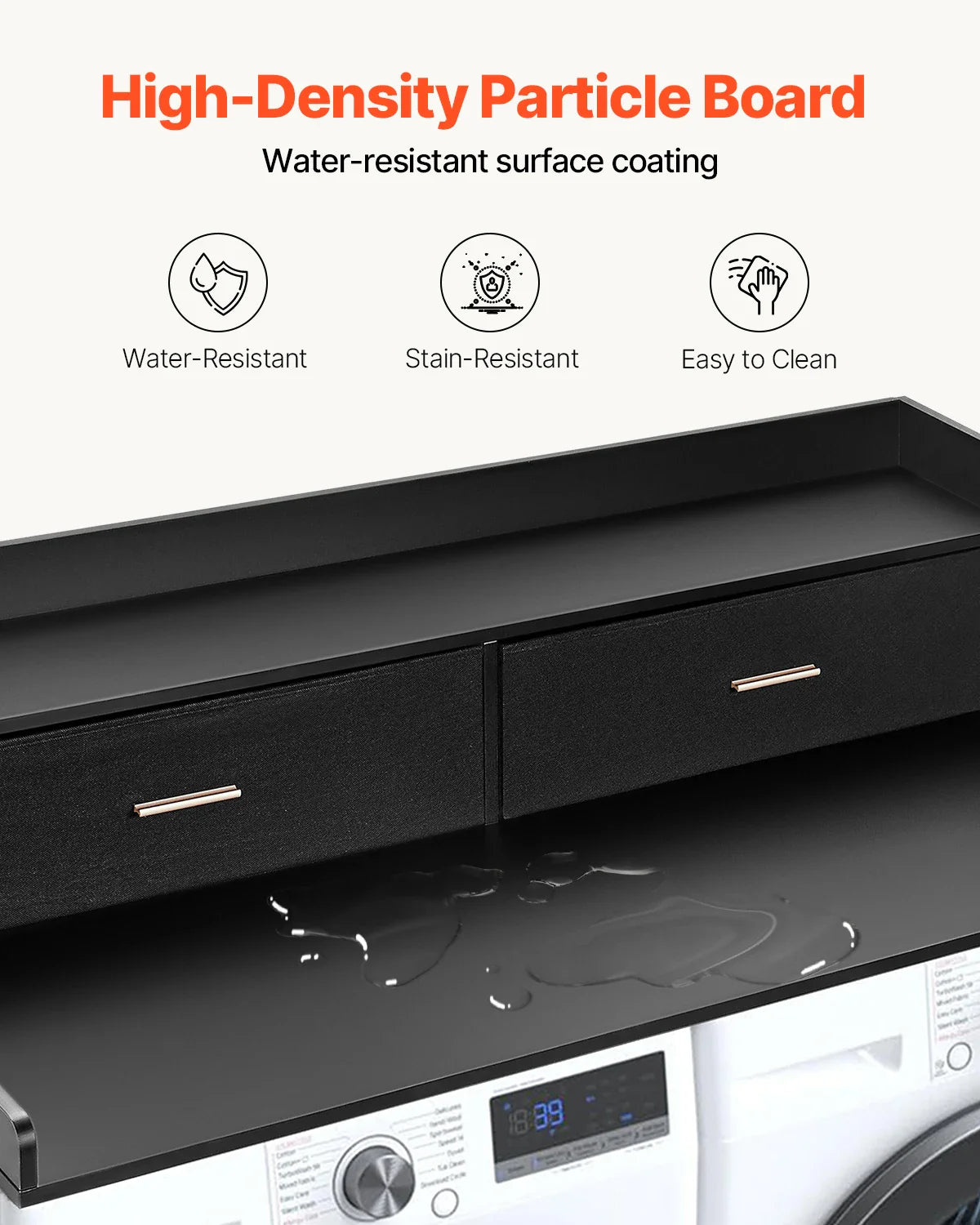 Washer Dryer Countertop w/ Drawer & Shelf Wooden Washer and Dryer Countertop  Laundry Topper for Laundry Room Organization
