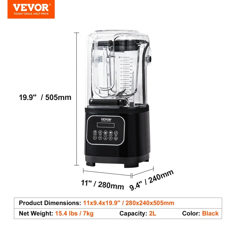 Professional Blender with Shield, Commercial Countertop Blenders 68 oz Glass Jar Blender Combo