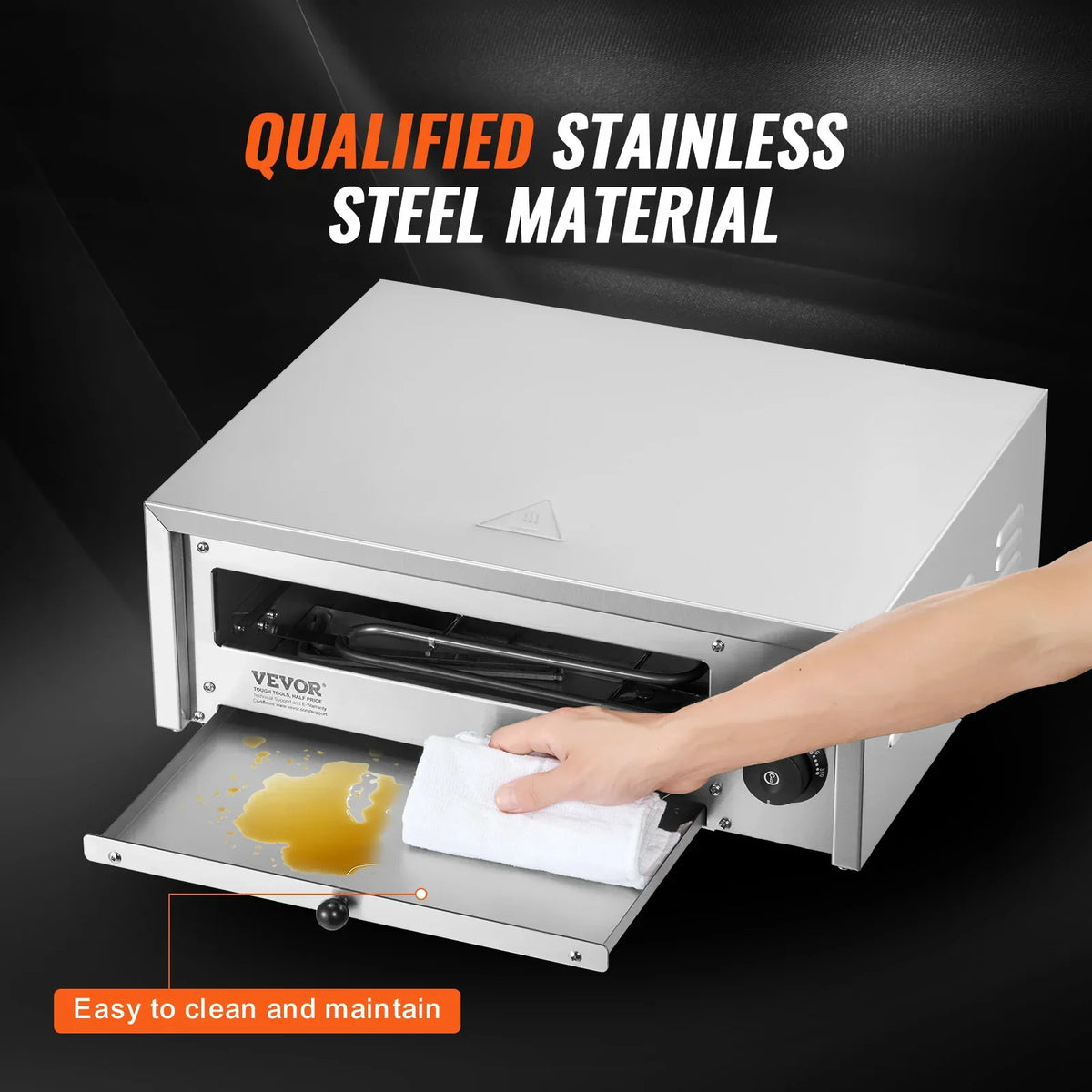 Countertop Electric Pizza Oven,12-inch,1500W,122-662℉ Temp Range,Stainless Steel Construction and Easy-to-Clean Crumb Tray
