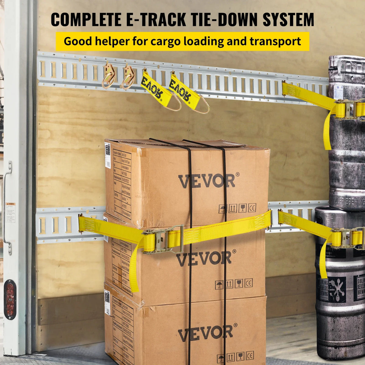 E Track Tie-Down Rail Kit, 34PCS 5FT E-Tracks Set Includes 8 Steel Rails & 2 Single Slot & 8 O Rings & 8 Tie-Offs & 8 Caps