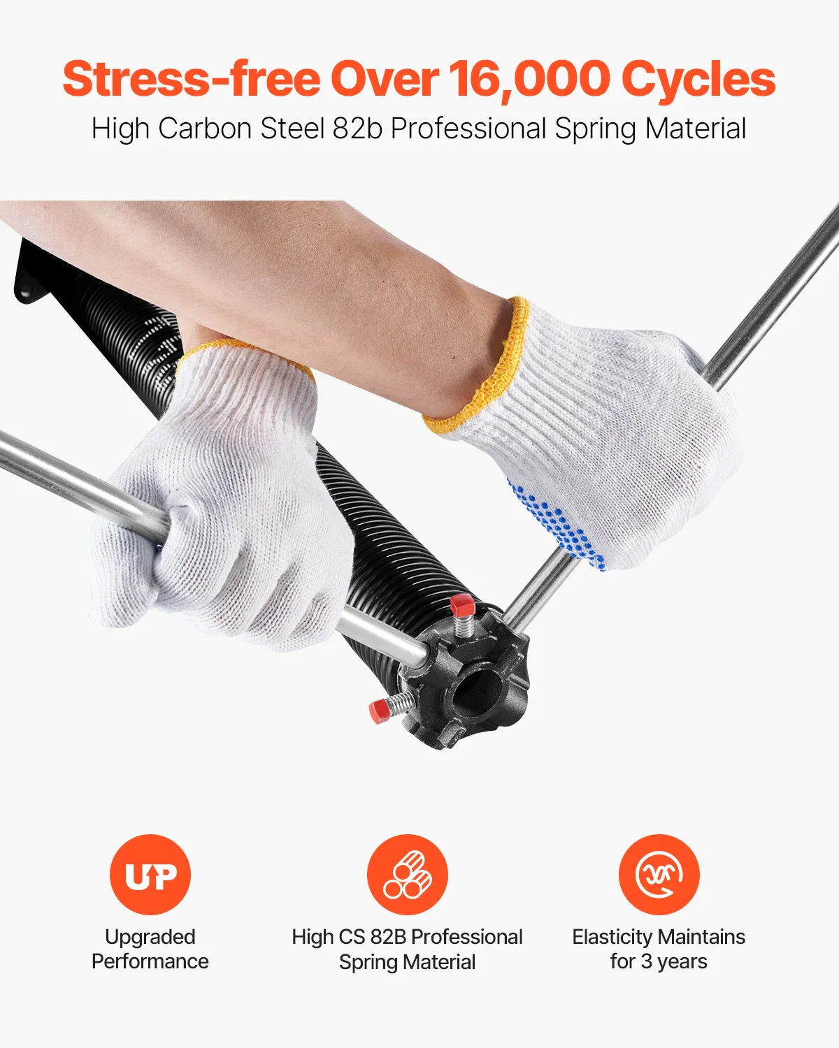 Garage Door Torsion Springs Pair 16000 Cycles Electrophoresis Black Coated for Replacement Garage Door Springs