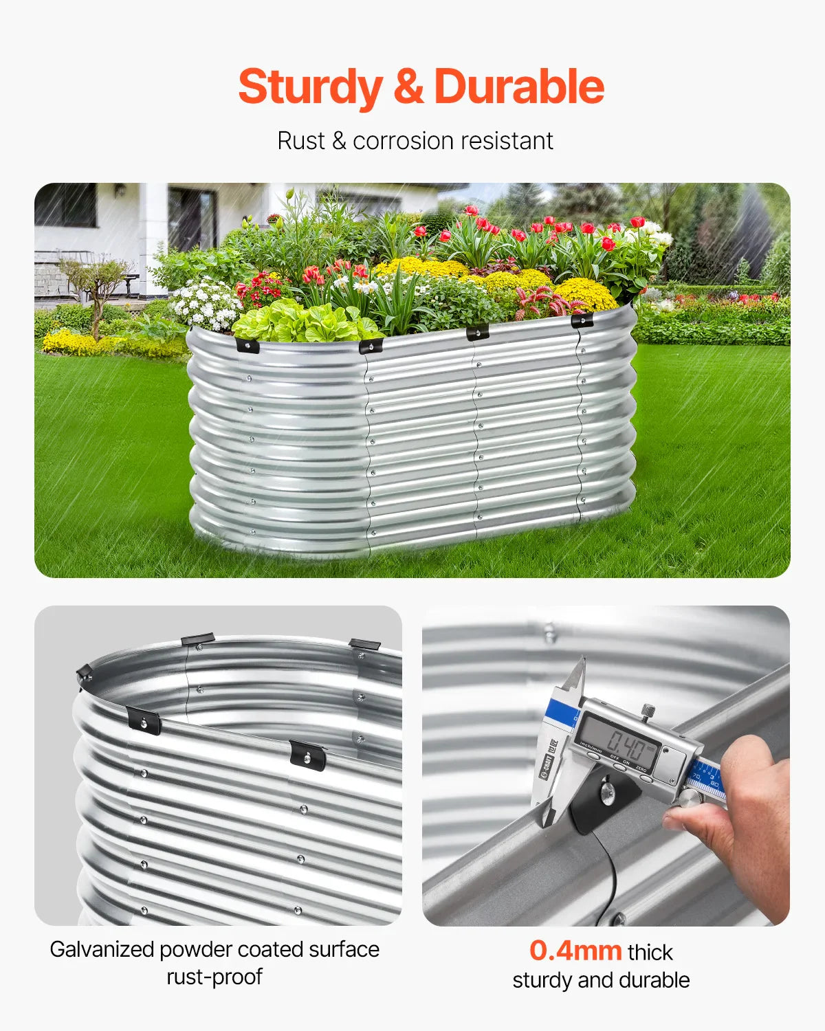 Metal Raised Garden Bed Outdoor Galvanized Planter Box with Open Bottom Large Oval Planter Raised Bed for Gardening Plants
