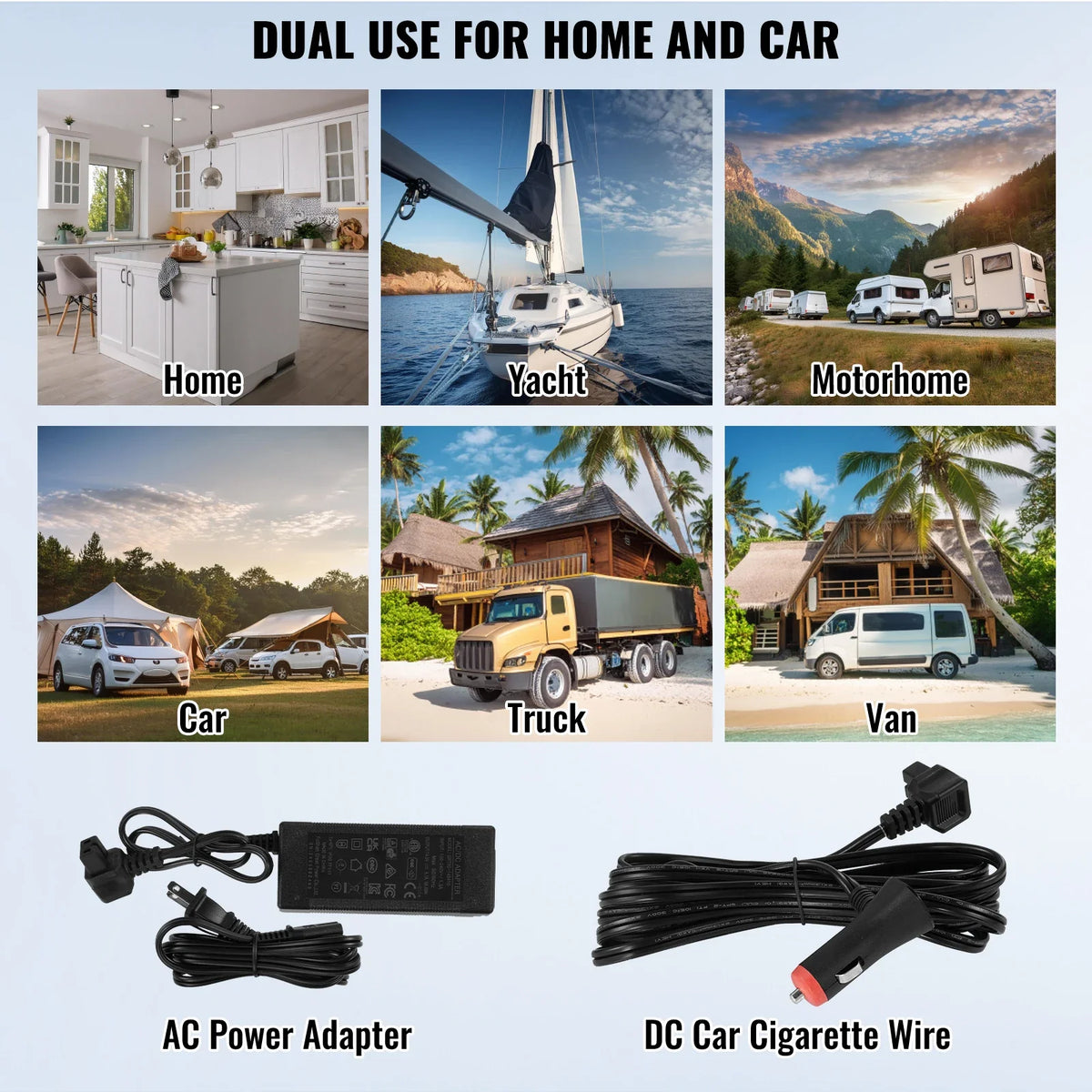 12V Car Refrigerator Fridge, 32 L Dual Zone Portable Freezer, 12/24V DC and 100-240V AC Compressor Cooler for Outdoor