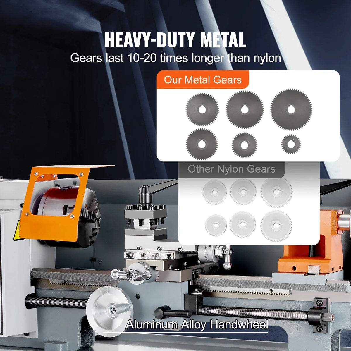 Metal Lathe Machine 7'' x 13.78'' 0-2200 RPM Continuously Variable Speed 500W with Tool Box for Processing Precision Parts