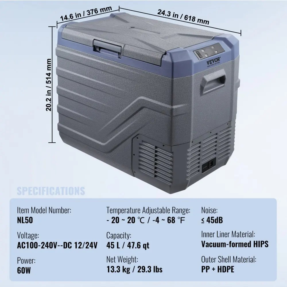 Portable Car Refrigerator Freezer Compressor 9L/12L/15L/30L/37L/45L Single Zone for Car Home for Outdoor Camping and RV