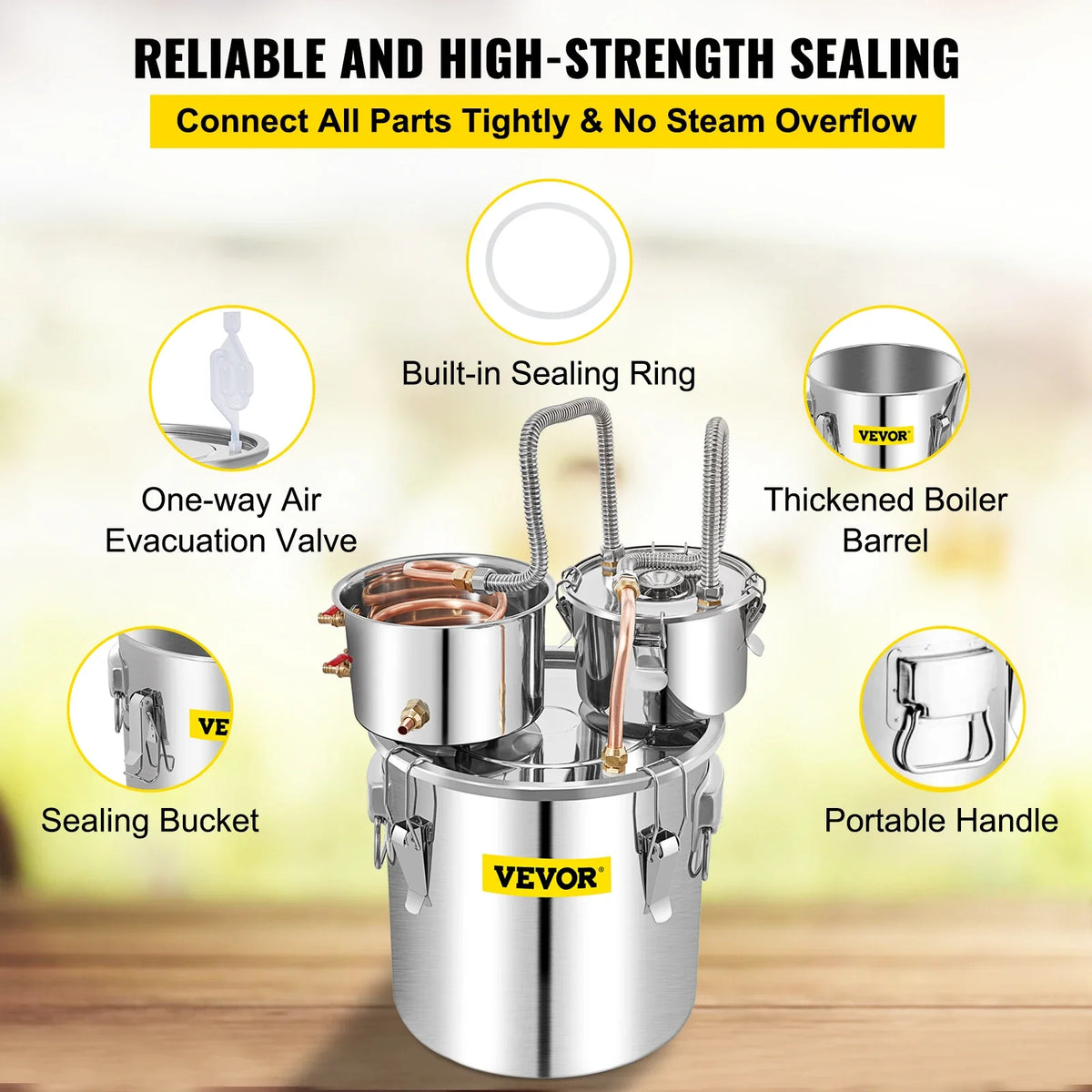50L Alcohol Brewing Distiller DIY Moonshine Apparatu Stainless Steel Still Whisky Beer Brandy Copper Tube Home Brewing Kit