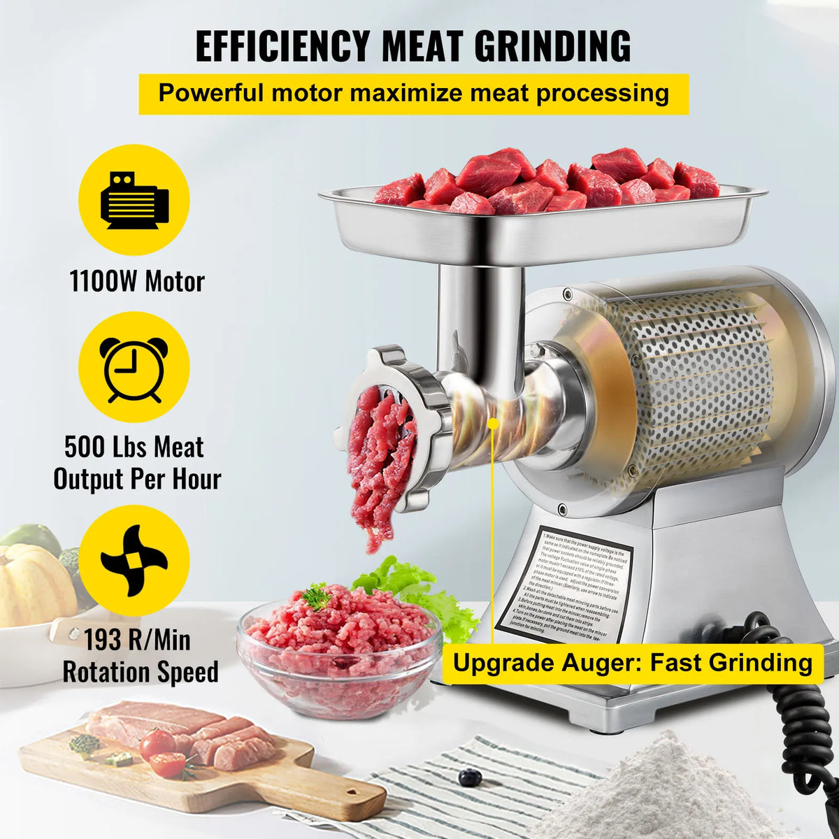Electric Meat Mincer Chopper 122 Kg/H 250 KG/H Heavy Duty Food Processors Kitchen Appliances Commercial Grinder Machine