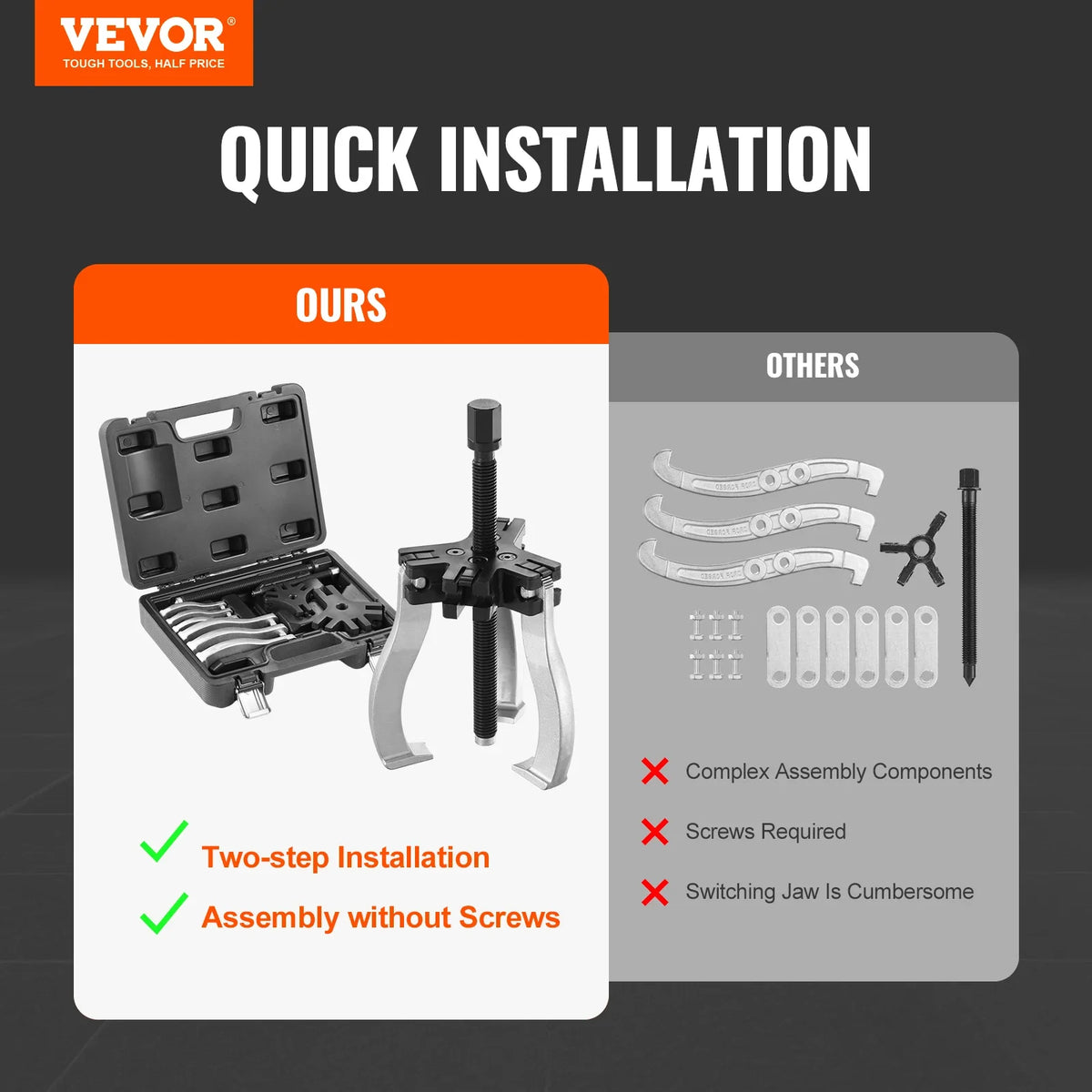 Gear Puller Set 3" and 7" Puller Kit 3 Jaw Gear  2 or 3 Reversible Jaws Wheel Puller 2-Piece