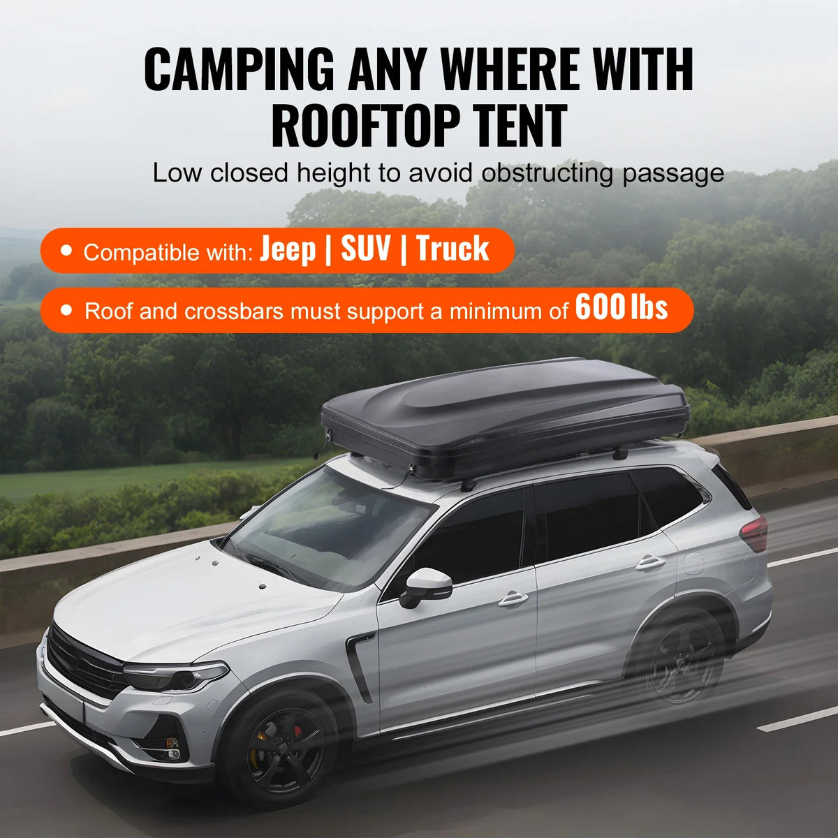 Rooftop Tent Hard Shell, Hard Shell Roof Top Tent with Telescopic Ladder Thick Mattress,Waterproof Windproof for Jeep SUV