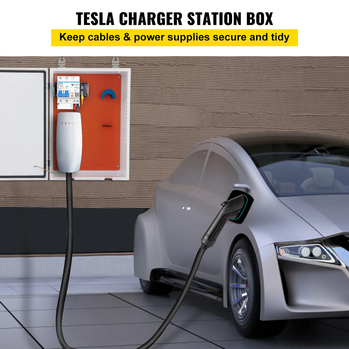 Tesla Charger Station Box IP32 Waterproof Dustproof Cool Roll Steel Electrical Enclosure Box for Tesla Wall Connector