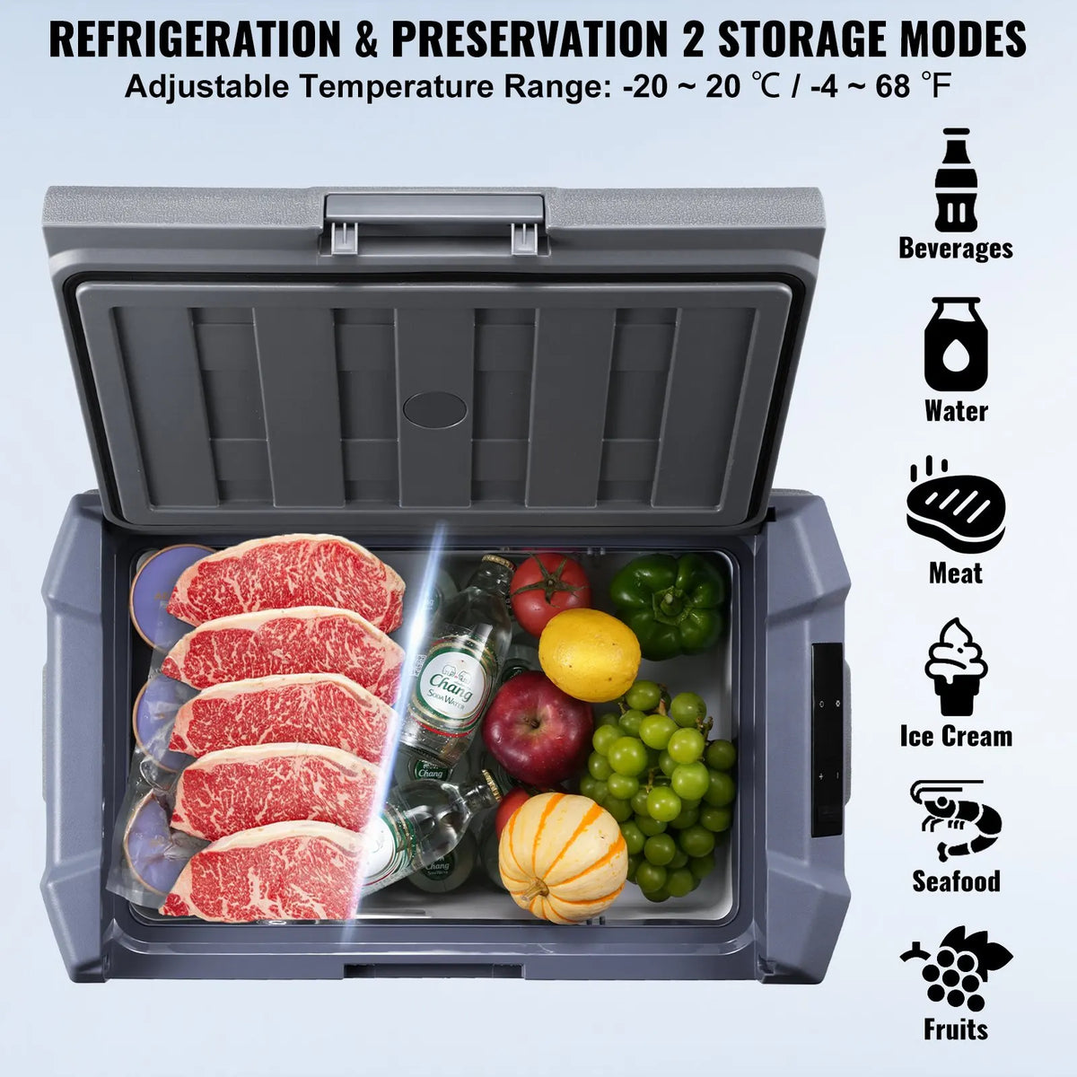 Portable Car Refrigerator Freezer Compressor 9L/12L/15L/30L/37L/45L Single Zone for Car Home for Outdoor Camping and RV