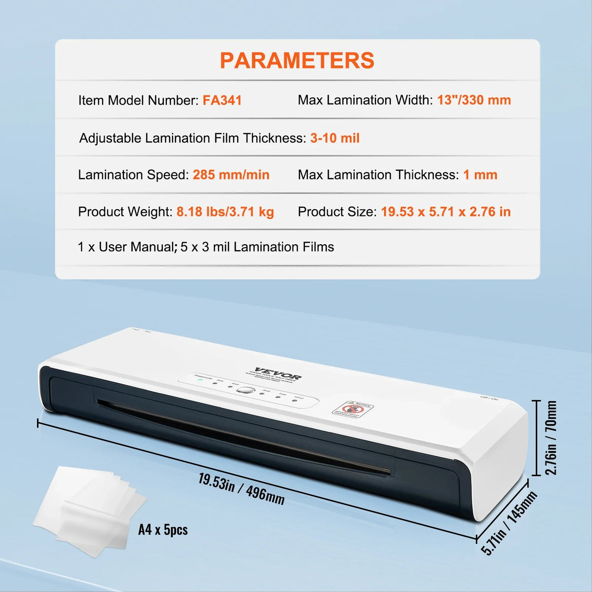 13-inch Laminating Machine 4 Rollers Hot & Cold Thermal Laminator Quick Warm-up Laminating Machine for Home Office School