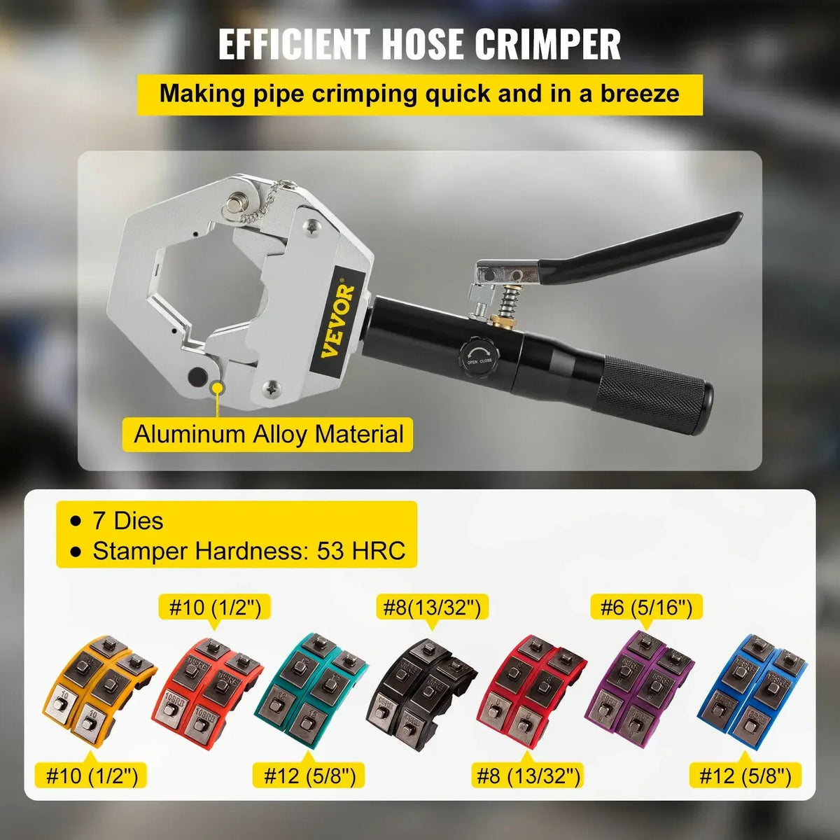 Manual AC Hose Crimper Kit 71500 with 7Dies Hydraulic Hose Crimping Tool Hydraulic Press Auto Air Conditioning Repair Set