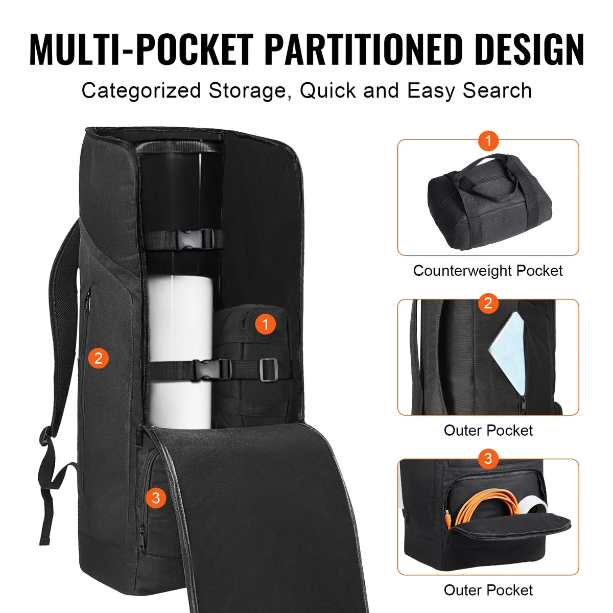 Telescope Case 29.9" Backpack with Secure Strap Pockets and Cozy Shoulder Traps Shock-Absorbent Telescope Carrying Case