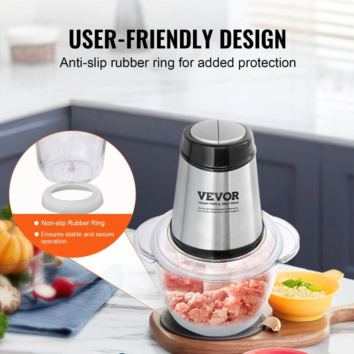 Food Processor,Electric Meat Grinder with 4 Blades,400W Electric Food Chopper,2 Speeds Food Grinder for Meat,Vegetables ﻿