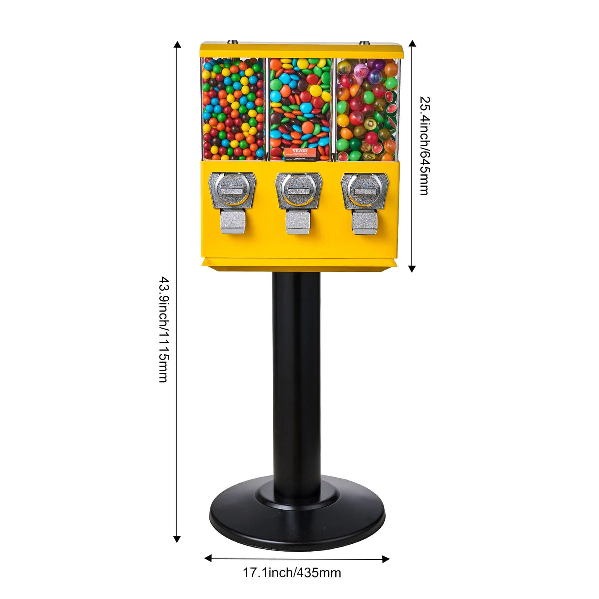 Commercial Candy Vending Machine Four Compartment Rotatable 25 Cent Coin For Toy Capsules Bouncy Balls Nut with Stand
