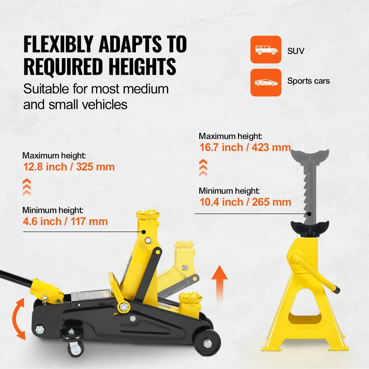 Low Profile Floor Jack 2 Ton Heavy Duty Iron Hydraulic Racing Floor Jack Car Jack with Jack Stands Single Piston Lift Pump