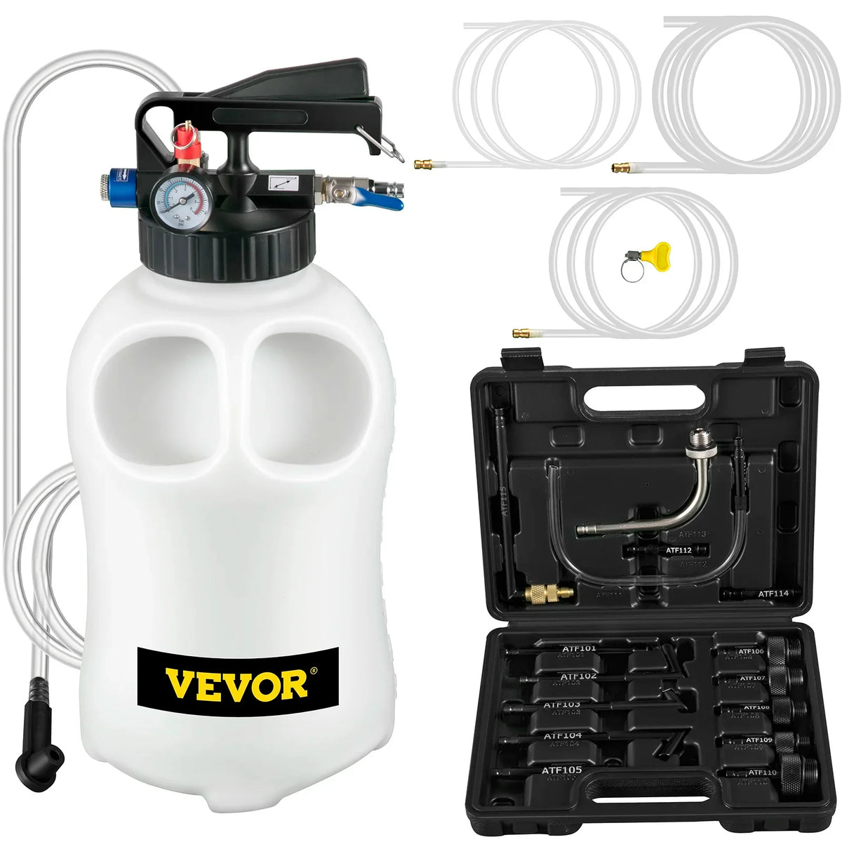 Transmission Fluid Pump 10L ATF Pump Fuel Extraction With Two-way Control Pressure Gauge 14 Common Adapters for Most Cars