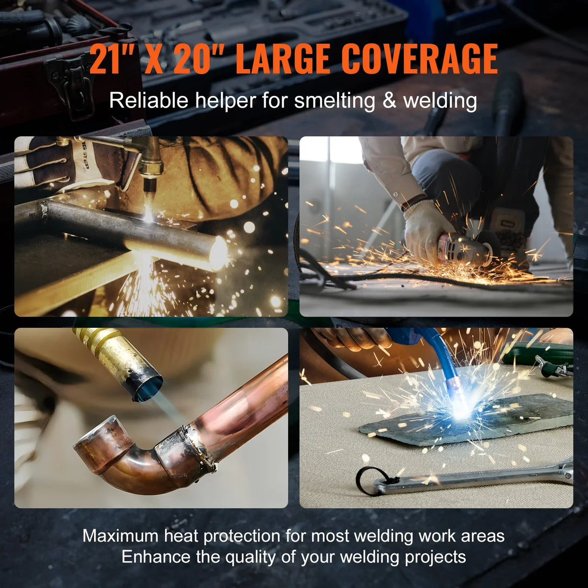 Carbon Felt Welding Blanket 6 Pack 21" x 20" Flame Retardant Welding Blankets Up To 1800° F Heat Resistant Blanket Set