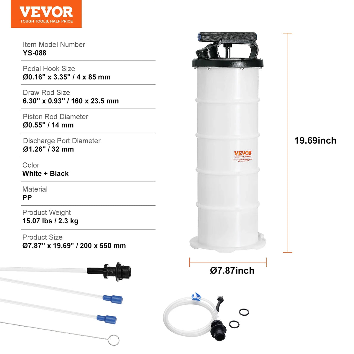 6.5L Fluid Extractor Manual Hand-Operated Car Brake Oil Changer Tool with Hose Vacuum Fluid Oil Pump for Car Accessories