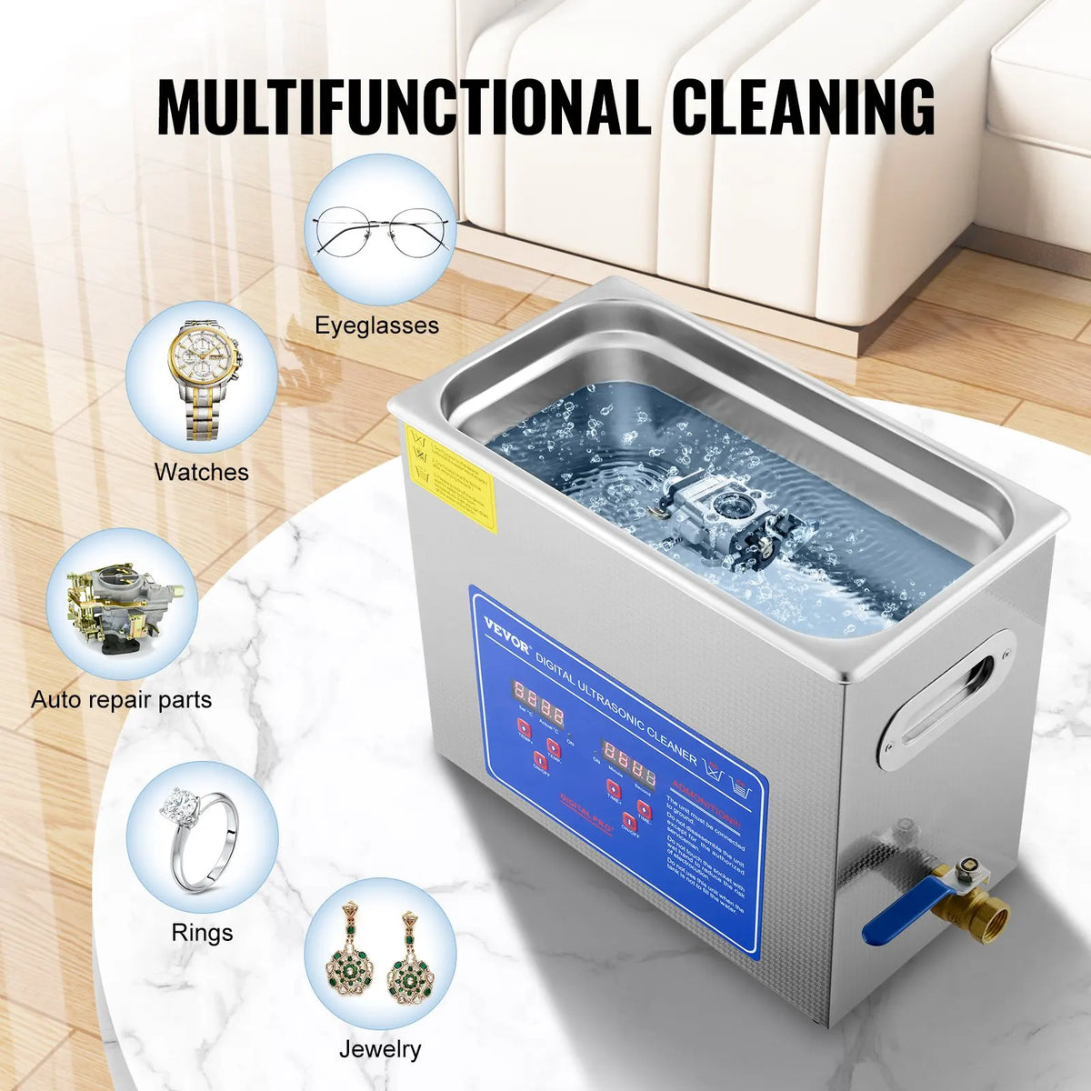 Ultrasonic Cleaner 6L Ultrasound Cleaner Stainless Steel Ultrasonic Cleaning Machine Digital Heater Timer Jewelry Cleaning