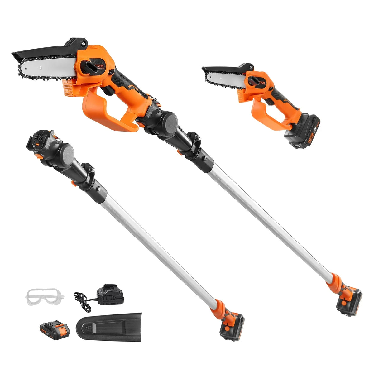 2-in-1 Cordless Pole Saw&Mini Chainsaw 20V 2Ah Battery Pole Chainsaw for Branch Cutting&Tree Trimming (Battery Included)