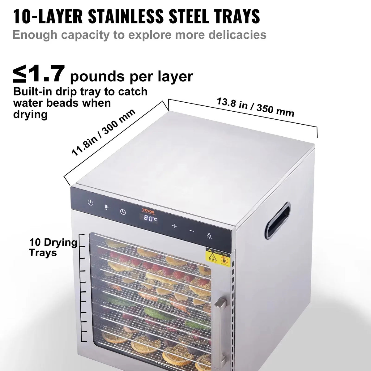 Electric Food Dehydrator Machine with 10Tray Food Dehydrator 800/1000W Household Vegetables Fruit Dryer with Digital Timer