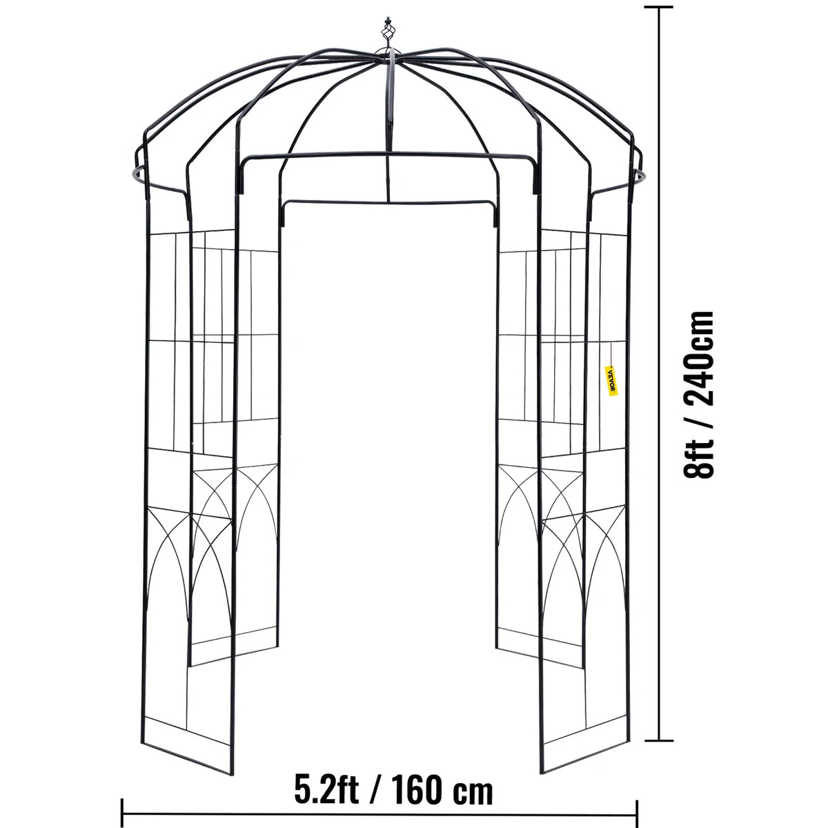 Birdcage Shape Gazebo Pergola 8' x 5.2' / 9' x 6.6' for Wedding Outdoor Garden Black / White Garden Structures & Shade